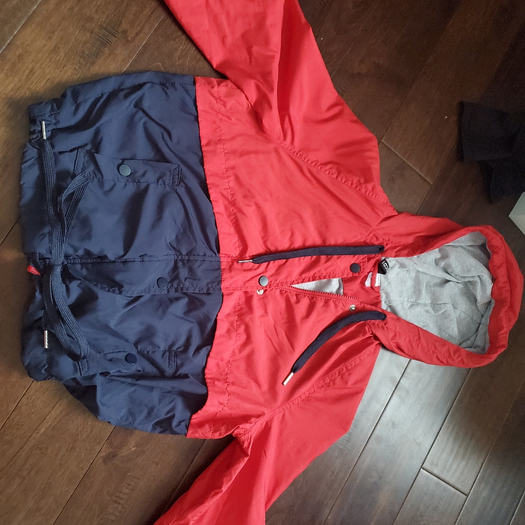 Divided By H&M Red And Navy Blue Shorter Style Jacket Size Xs Fits Regul